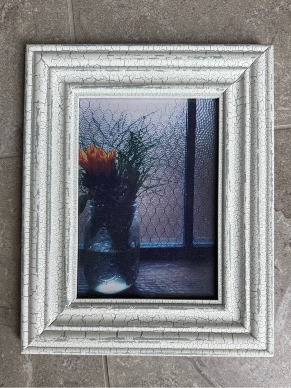 Distressed White Crackle Picture Frame - Classic Home Accent